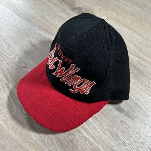 Vintage Sports Specialties Detroit Red Wings Hat Fitted Size 7 NHL Black Wool - Picture 9 of 9